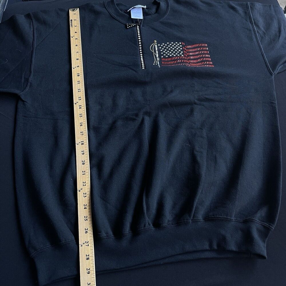 Get Lucky‎ Womens Quarter Zip Pullover Extra Large XL Flag Patriotic Rhinestone - Picture 10 of 11
